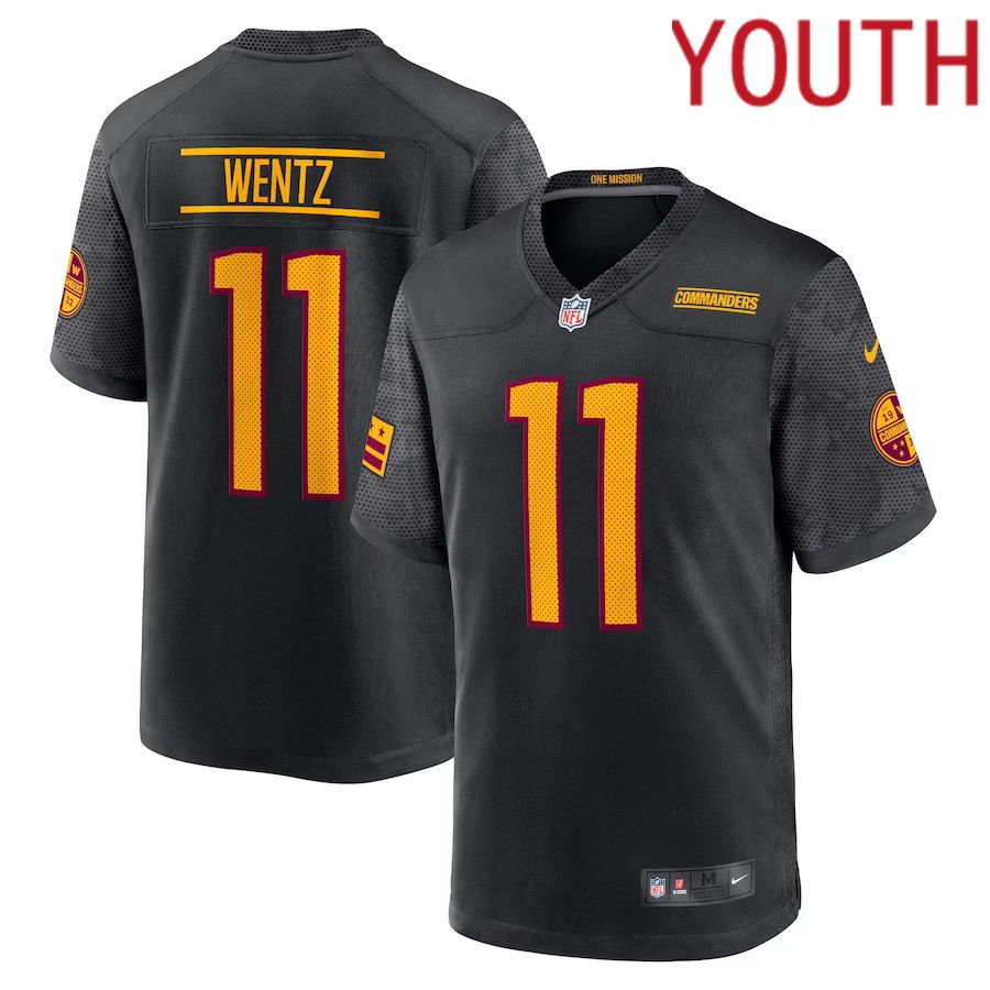 Youth Washington Commanders 11 Carson Wentz Nike Black Alternate Game NFL Jersey
